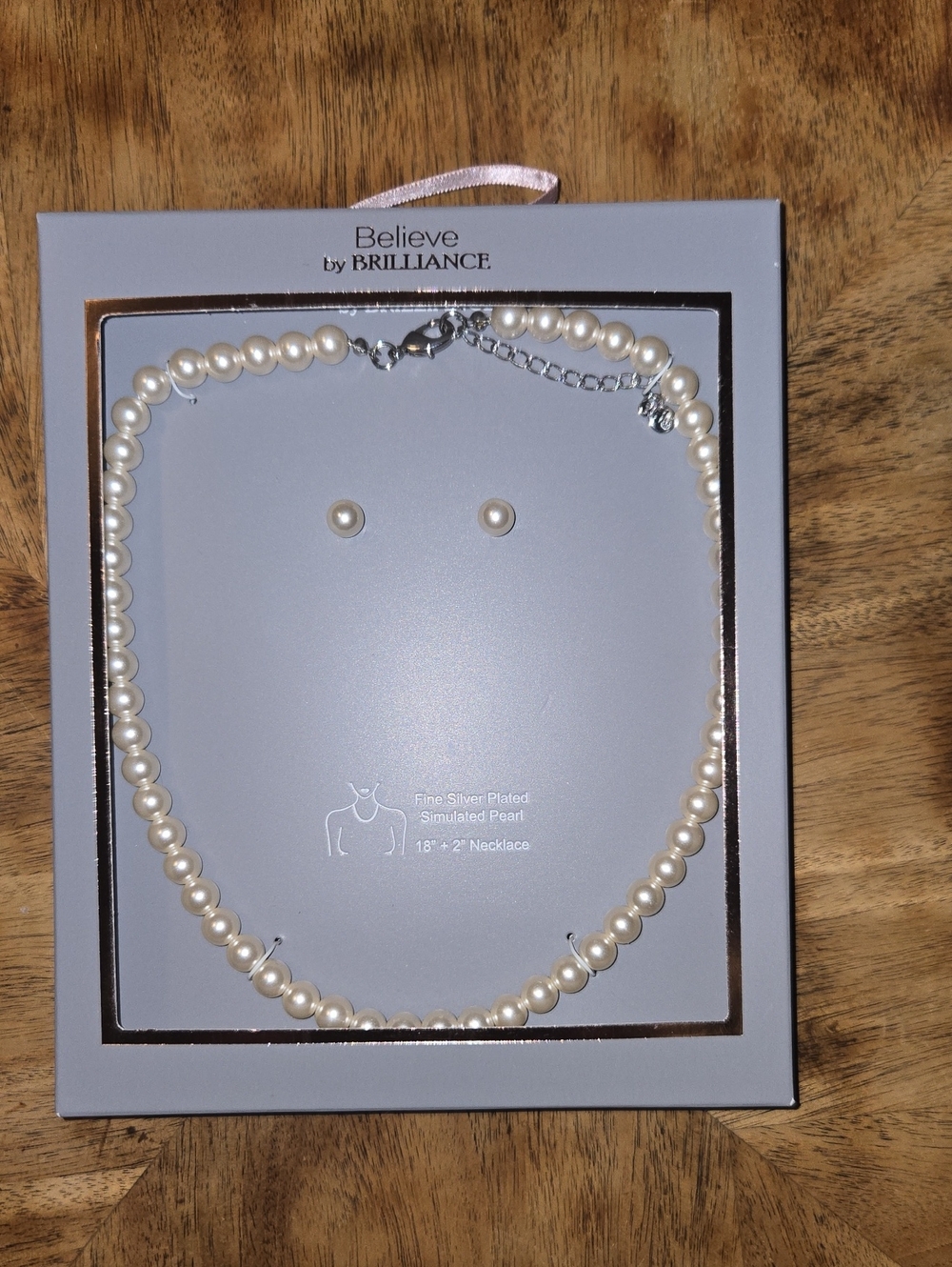 Believe By Brilliance Simulated Pearl Necklace With Earrings.